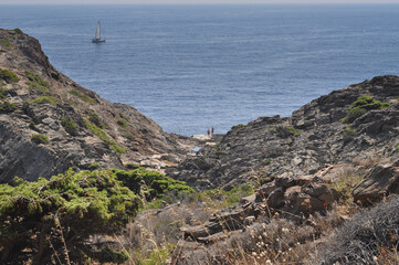 Paisaje abrupto del Cap de Creus, Parque Natural del norte de la Costa Brava, Cadaqués , Cataluña, España
