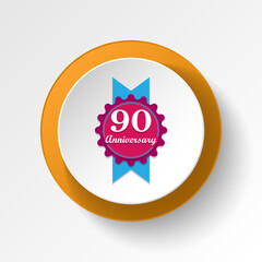 Anniversary, 90 years multicolored icon button. Can be used for web, logo, mobile app, UI, UX