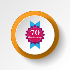 Anniversary, 70 years multicolored icon button. Can be used for web, logo, mobile app, UI, UX