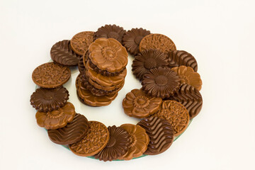 Milky and bitter round shape chocolate Madlen,designed on glass plate.The Sugar Feast or any festival celebration
