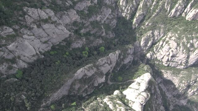 Aerial view of beautiful rocky  cliffs in mountains. Drone Footage