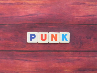 Word Punk on wood background