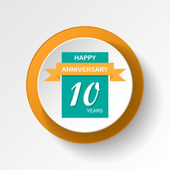 Anniversary, 10 years multicolored icon button. Can be used for web, logo, mobile app, UI, UX