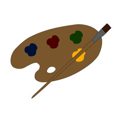 vector illustration artist palette with brush and paint