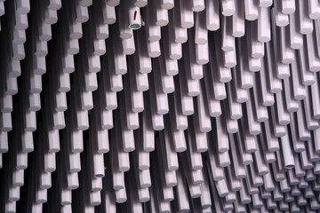 soundproofing coating close-up. Recording studio details. low light