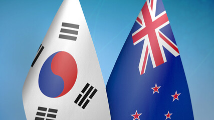 South Korea and New Zealand two flags