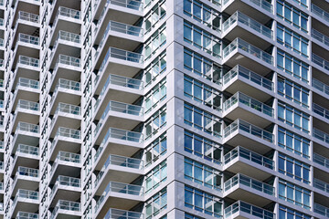 Close-up view of balconies of modern high rise agpartment building