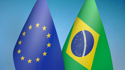 European Union and Brazil two flags
