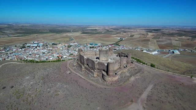 Aerial view of historical castle. Drone Footage