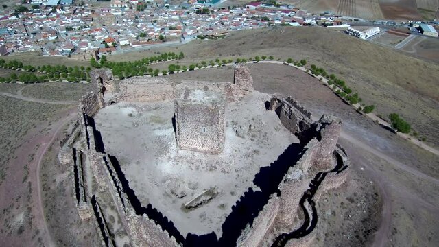 Aerial view of historical castle. Drone Footage
