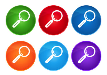 Magnifying glass icon super round button set glass design