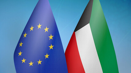 European Union and Kuwait two flags