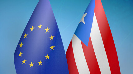 European Union and Puerto Rico two flags