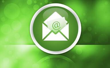 Newsletter email icon premium glossy button isolated on abstract shiny green background