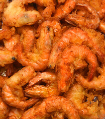 Fried shrimp on background