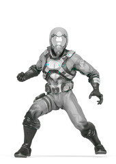 battle pilot is ready for action in white background