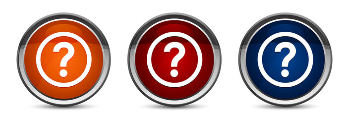 Question icon exclusive blue red and orange round button design set