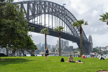 Panoramische scène vanaf de brug van Sydney in februari 2018