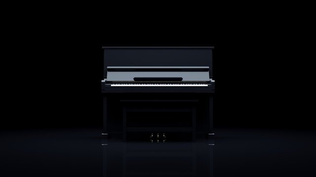 Elegant Piano In A Dark Room.