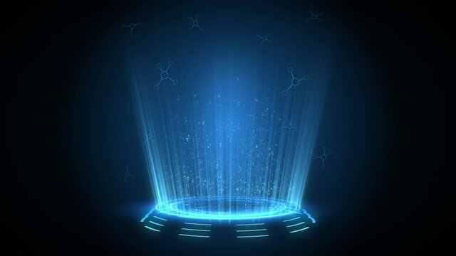Modern medical health care concept. Futuristic examination with health indicators. Human medical hologram. Infographic. High tech future loop animation.