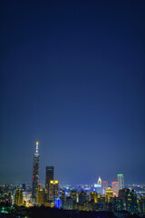 Fototapeta premium Taipei, Taiwan - February 19, 2018: Taipei is a capital city of Taiwan. Asia modern business concept image, panoramic skyline cityscape (night view), shot in Taipei, Taiwan.