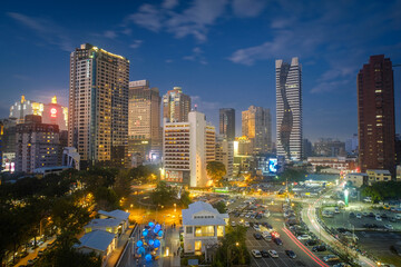 Taichung, Taiwan - February 24, 2018: Famous travel destinations of Taiwan. Asia modern business concept image, panoramic skyline cityscape (night view), shot in Taichung, Taiwan.