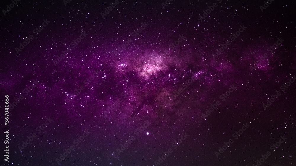 Wall mural astrophotography of visible milky way galaxy. space, stars, nebula and stardust at a starry night sk