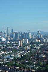 Beautiful city skyline of Kuala Lumpur during hot afternoon time. Kuala Lumpur is the capital of Malaysia.