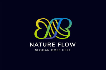 letter B infinity logo design template. The concept is combination of stripped wave, infinity and letter B. Colorful designs. 