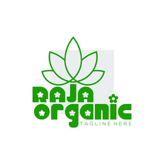 green raja organic leaf plant vector logo with light green square background