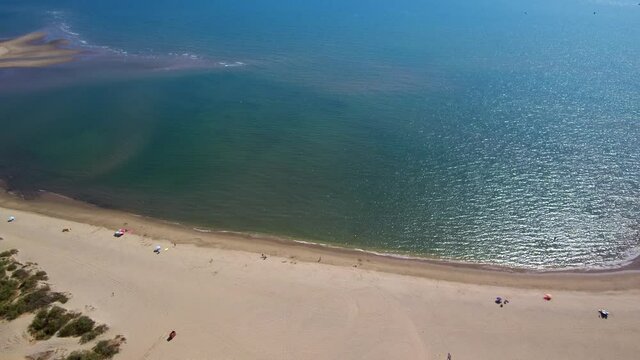 Beautiful beach in summer. Aerial footage by drone