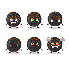 Halloween black candy cartoon character with various angry expressions