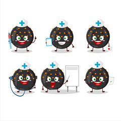 Doctor profession emoticon with halloween black candy cartoon character