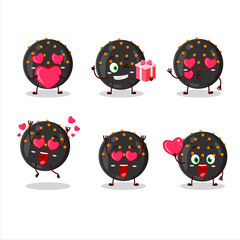 Halloween black candy cartoon character with love cute emoticon