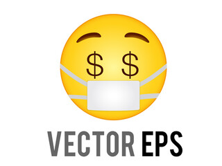 Obraz premium Vector gradient yellow face icon with dollar sign eyes