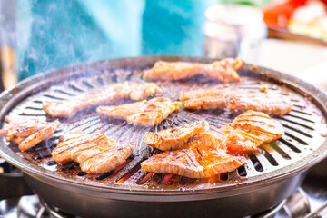 Beef tongue being baked on an iron plate 5588
