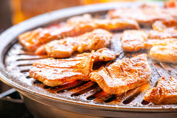 Beef tongue being baked on an iron plate 5599
