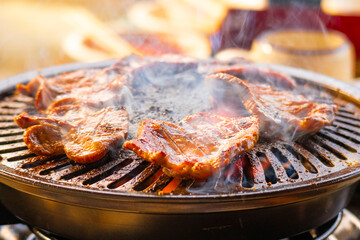 Beef tongue being baked on an iron plate 5715