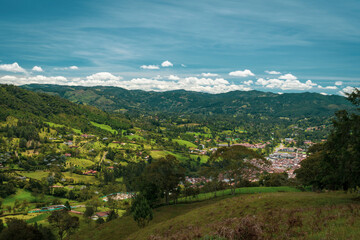 Naklejka na ściany i meble Colombian landscapes. Green mountains in Colombia, Latin America