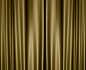 Soft folds of gold satin curtains