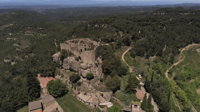 Aerial view in a beautiful castle. Drone Footage