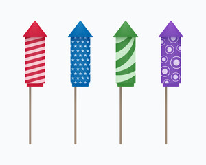 Firework Rockets Icon Set
