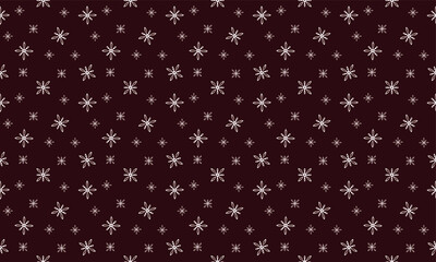 falling snowflakes on a red background, christmas seamless pattern, winter wallpaper, vector illustration line art design