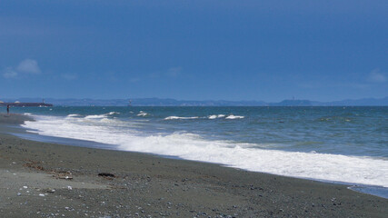 海, 海岸, 波, 浜, 砂, 水, 白波, 空, 青