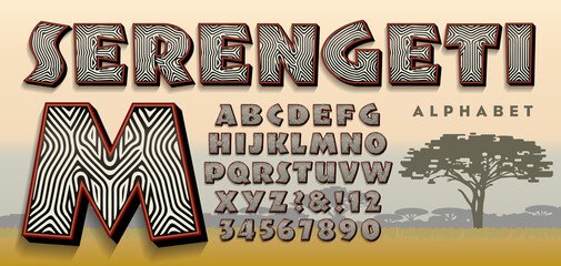 Serengeti Font: A Zebra Striped Alphabet Design © Mysterylab