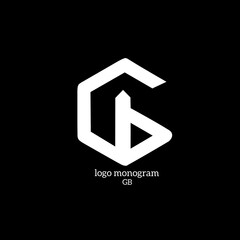 monogram logo letters G and B isolated black background