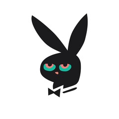 vector illustration of a rabbit's head rabbit head sticker Rabbit head logo isolated white background
