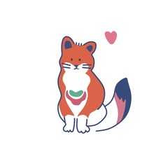 vector illustration of a cute kawai mascot Wolf logo design