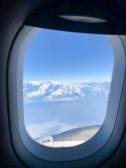 Fototapeta na wymiar view of Himalayas from airplane window