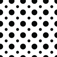 Seamless Black Circles on white background pattern vector illustration design. Great for wallpaper, bullet journal, scrap booking
